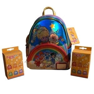 Rainbow Brite light up backback loungefly with 2 mystery sprites bag  clips ! BN